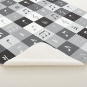 グレースケールミュージックノートパターン シェルパブランケット (3/4)