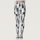 グレースケールミュージックノートパターン レギンス (正面)