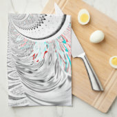 グレースケール万華鏡のように千変万化するパターンアートプリント キッチンタオル (四つ折り)