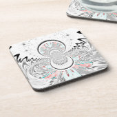 グレースケール万華鏡のように千変万化するパターンアートプリント コースター (左側)