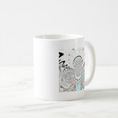 グレースケール万華鏡のように千変万化するパターンアートプリント コーヒーマグカップ (正面右)