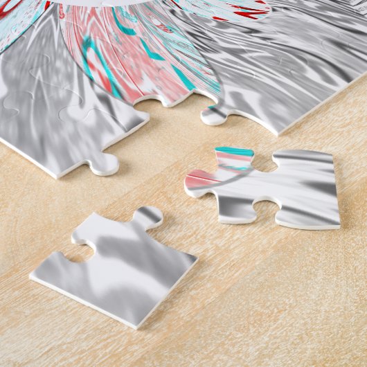 グレースケール万華鏡のように千変万化するパターンアートプリント ジグソーパズル (側面)