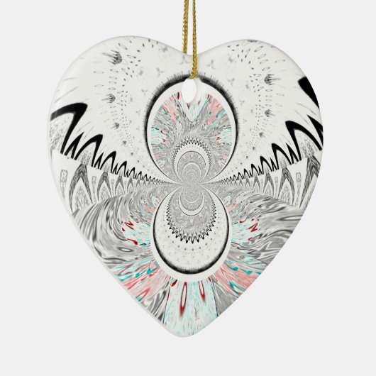 グレースケール万華鏡のように千変万化するパターンアートプリント セラミックオーナメント (右)