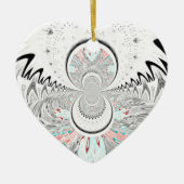 グレースケール万華鏡のように千変万化するパターンアートプリント セラミックオーナメント (正面)