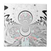 グレースケール万華鏡のように千変万化するパターンアートプリント タイル (正面)