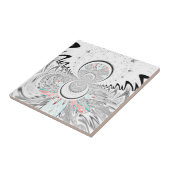 グレースケール万華鏡のように千変万化するパターンアートプリント タイル (側面)