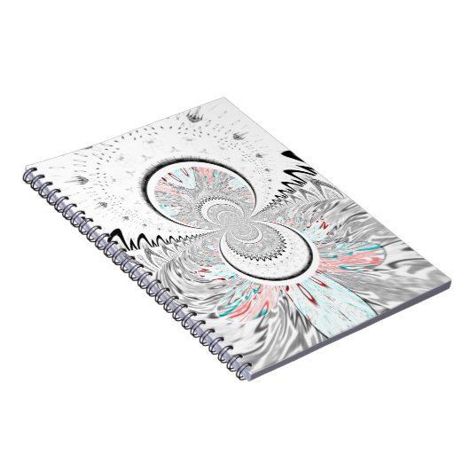 グレースケール万華鏡のように千変万化するパターンアートプリント ノートブック (右側)