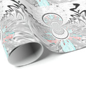 グレースケール万華鏡のように千変万化するパターンアートプリント ラッピングペーパー (ロールコーナー)