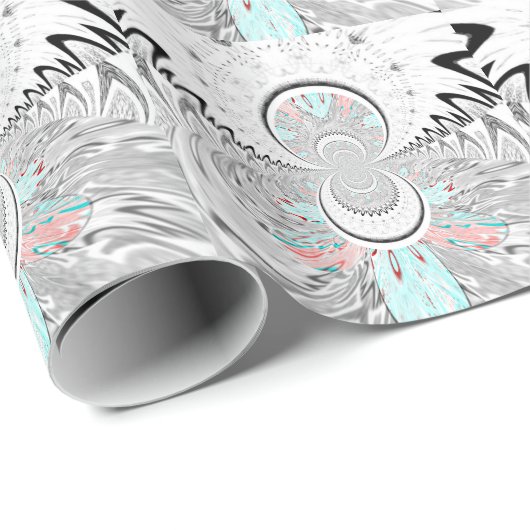 グレースケール万華鏡のように千変万化するパターンアートプリント ラッピングペーパー (ロールコーナー)