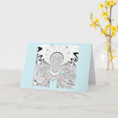 グレースケール万華鏡のように千変万化するパターングリーティングテンプレート カード (黄色い花)