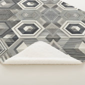 グレースケール幾何学模様 シェルパブランケット (3/4)