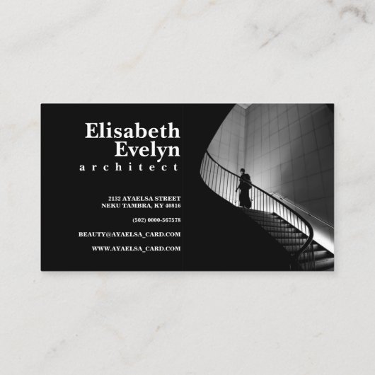 グレースケール歩くの階段の人物写真 名刺 (裏面)