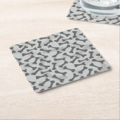グレースケール骨の質パターン スクエアペーパーコースター (アングル)