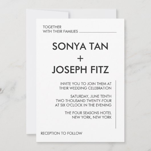 グレースコンテンポラリー結婚ズ 招待状 (正面)