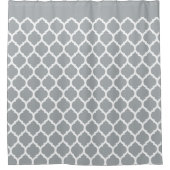 グレースタイリッシュと白のモロッコクローバーパターン シャワーカーテン (正面)