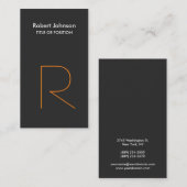 グレースタイリッシュオレンジ白モノグラム名刺 名刺 (正面/裏面)