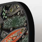 グレースタイリッシュオレンジ色の黒い淡水魚 ピックルボールラケット (左詳細)