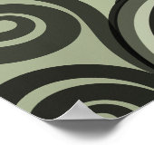 グレースタイリッシュグリーン抽象芸術ファーンカール ポスター (角)