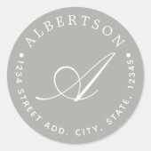 グレースタイリッシュスクリプトモノグラムファミリ名アドレス ラウンドシール (正面)