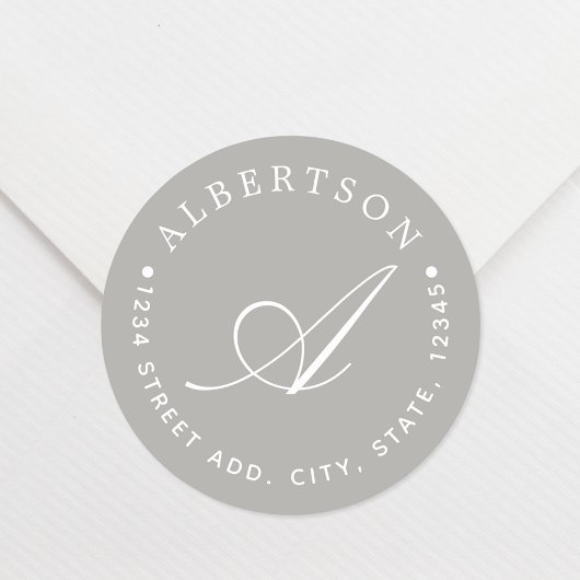 グレースタイリッシュスクリプトモノグラムファミリ名アドレス ラウンドシール