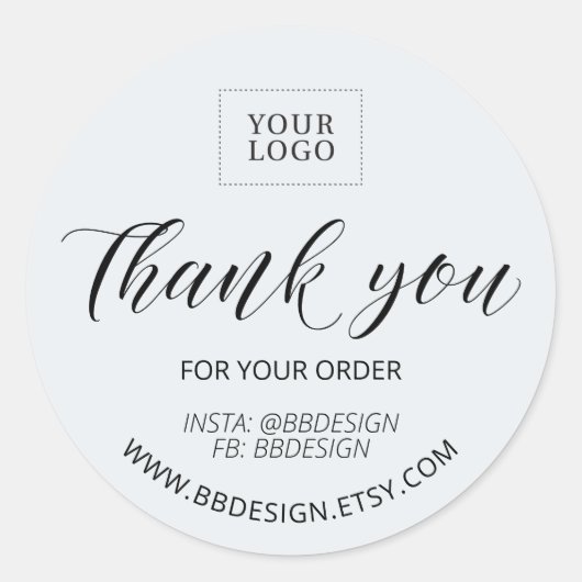 グレースタイリッシュスモールビジネスサンキューステッカー ラウンドシール (正面)