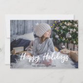 グレースタイリッシュハッピーホリデーズチャイルドフォトクリスマス シーズンカード (正面)