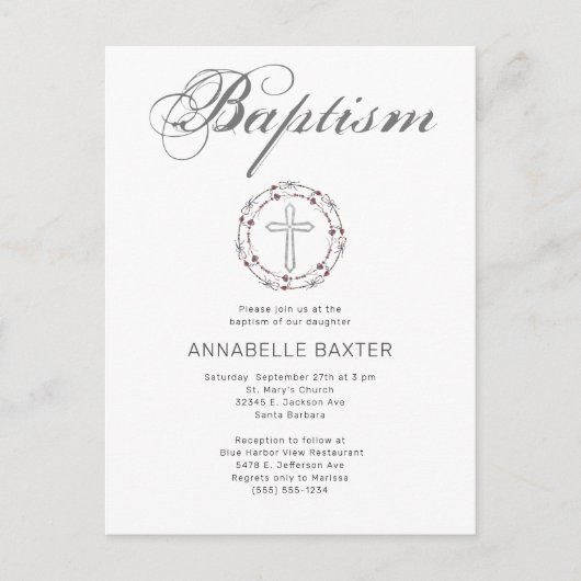 グレースタイリッシュバプティスマクロス招待状 ポストカード (正面)