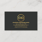 グレースタイリッシュブラックカラム金ゴールド電気プラグ 名刺 (裏面)