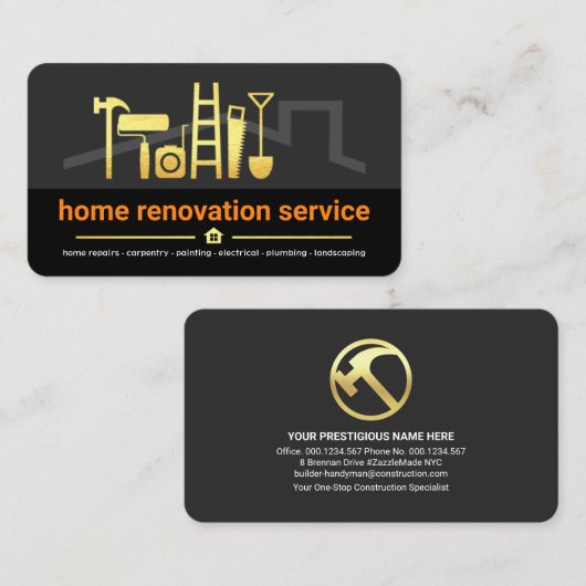 グレースタイリッシュブラックレイヤー建築ツール 名刺 (正面/裏面)