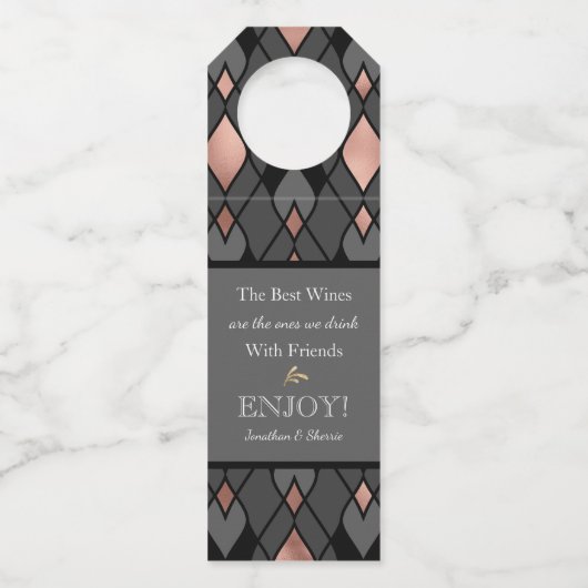 グレースタイリッシュホステスギフトワインボトルハンガー ボトルネックタグ (正面)