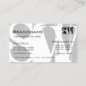 グレースタイリッシュホワイトとブラック(イニシャル付き) モダン 名刺 (裏面)