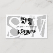 グレースタイリッシュホワイトとブラック(イニシャル付き) モダン 名刺 (正面)