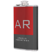 グレースタイリッシュレッドトレンディーモノグラムの名前の追加 フラスク (左)