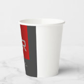 グレースタイリッシュレッドトレンディーモノグラムの名前の追加 紙コップ (左)