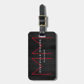 グレースタイリッシュレッドモノグラムモダン ラゲッジタグ (正面縦)