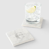 グレースタイリッシュ大理石パーソナライズされたモノグラムの   ストーンコースター (横)