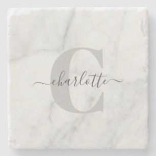 グレースタイリッシュ大理石パーソナライズされたモノグラムの   ストーンコースター