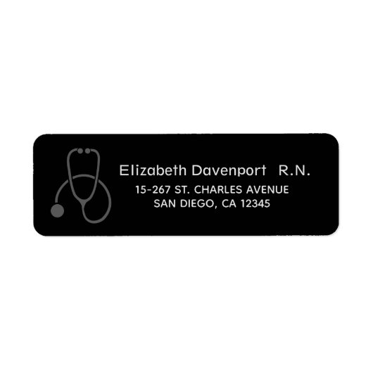 グレースタイリッシュ聴診器イラストレーションオンブラック ラベル (正面)