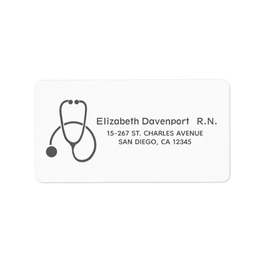 グレースタイリッシュ聴診器イラストレーションオンホワイト ラベル (正面)