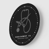 グレースタイリッシュ聴診器オンブラックナース ラージ壁時計 (傾斜)