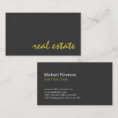 グレースタイリッシュ金ゴールドカラースクリプトエージェント名刺 名刺 (正面/裏面)