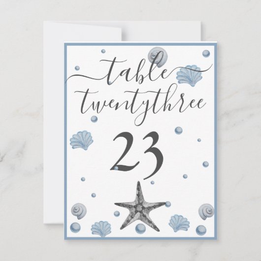 グレースターフィッシュブルーシェルビーチ結婚式サンキューサンキュー サンキューカード (正面)