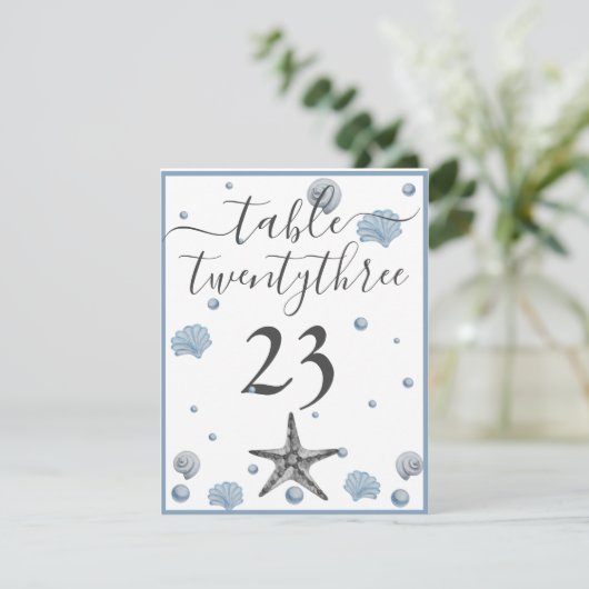 グレースターフィッシュブルーシェルビーチ結婚式サンキューサンキュー サンキューカード (スタンド正面)