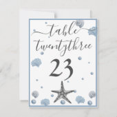 グレースターフィッシュブルーシェルビーチ結婚式サンキューサンキュー サンキューカード (裏面)