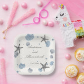 グレースターフィッシュブルーシェルビーチ結婚式紙プラット ペーパープレート (パーティー)