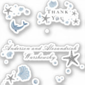 グレースターフィッシュブルーシェルビーチ結婚式 シール (正面)