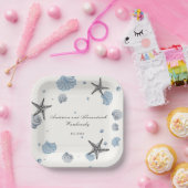 グレースターフィッシュブルーシェルビーチ結婚式 ペーパープレート (パーティー)