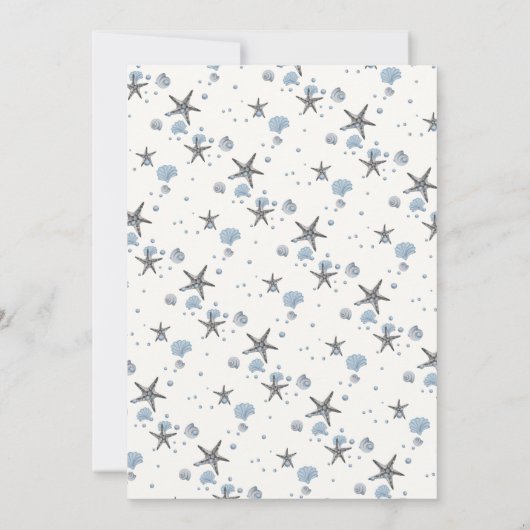 グレースターフィッシュブルーシェルビーチ結婚式 招待状 (裏面)