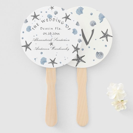 グレースターフィッシュブルービーチ結婚式 ハンドファン (正面&裏面)