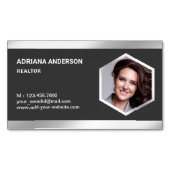 グレースチールシルバーエステ実在ートフォト不動産仲介業者 マグネット名刺 (正面)